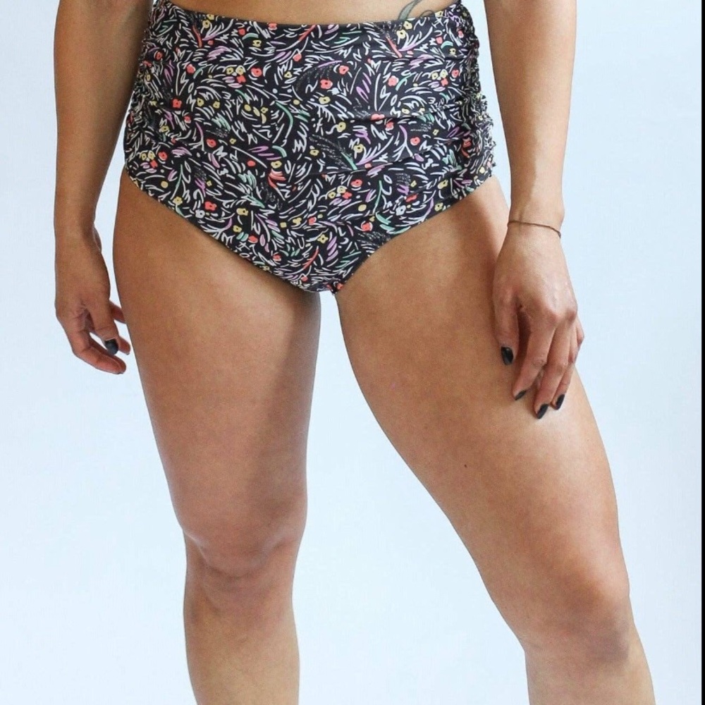 Black and Pink Retro High-Waisted Bikini
